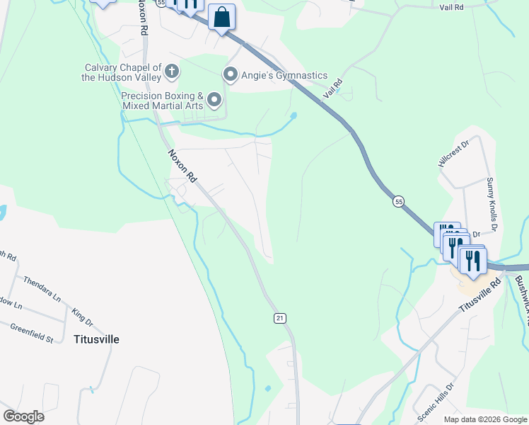 map of restaurants, bars, coffee shops, grocery stores, and more near 27 Robert Road in Poughkeepsie