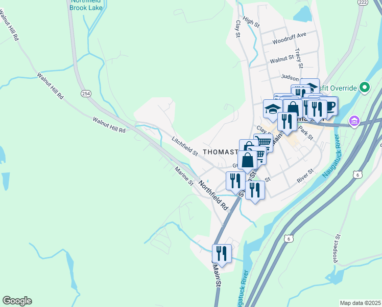 map of restaurants, bars, coffee shops, grocery stores, and more near 63 Litchfield Street in Thomaston