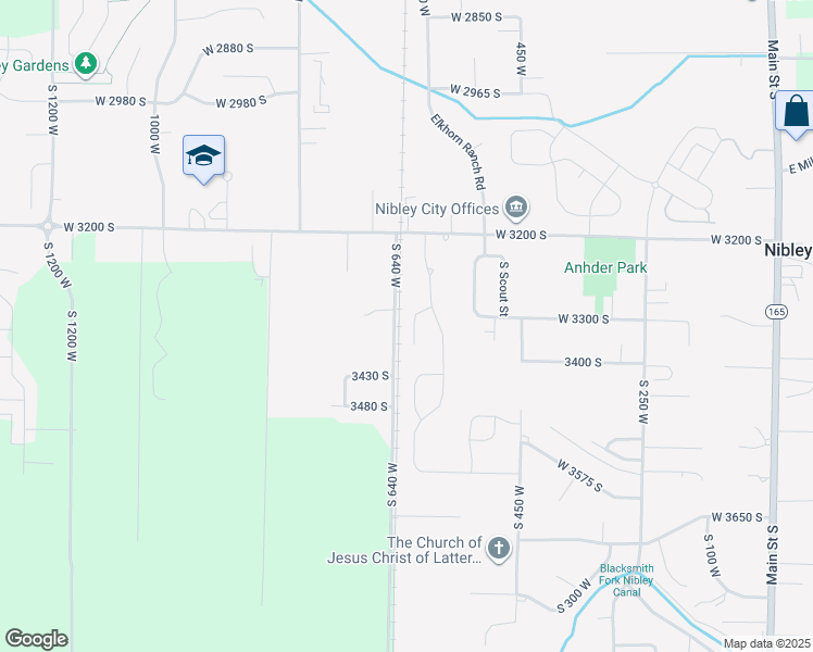 map of restaurants, bars, coffee shops, grocery stores, and more near 625 West 3300 South in Nibley