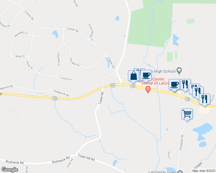map of restaurants, bars, coffee shops, grocery stores, and more near 530 Freedom Plains Road in Lagrangeville