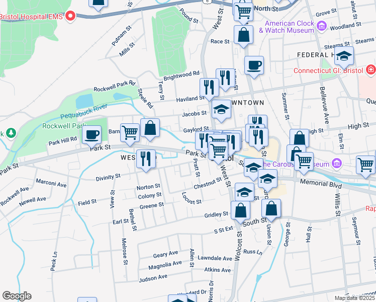 map of restaurants, bars, coffee shops, grocery stores, and more near 76 Divinity Street in Bristol