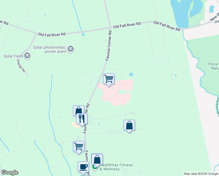 map of restaurants, bars, coffee shops, grocery stores, and more near 535 Faunce Corner Road in Dartmouth
