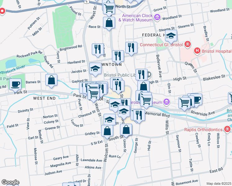 map of restaurants, bars, coffee shops, grocery stores, and more near 35 Laurel Street in Bristol
