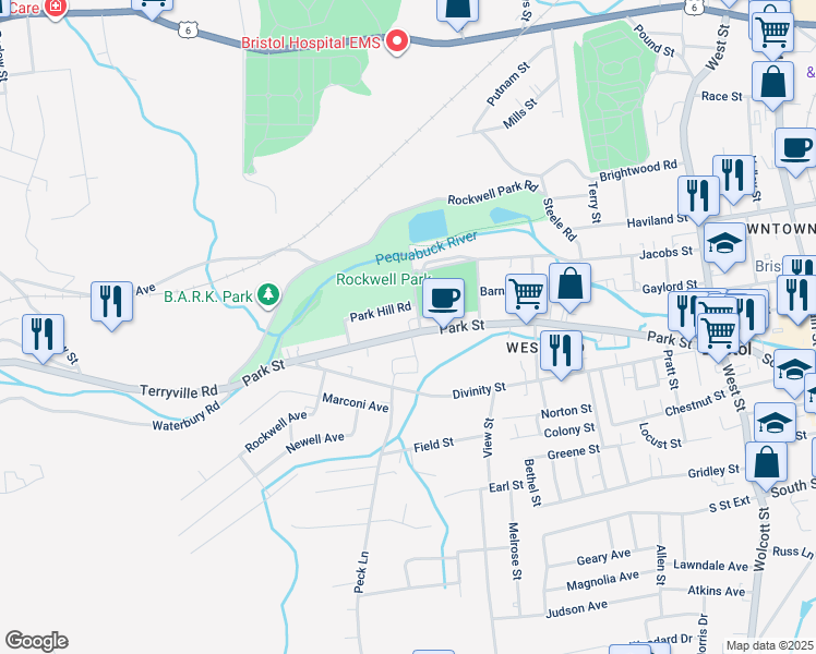 map of restaurants, bars, coffee shops, grocery stores, and more near 15 Dutton Avenue in Bristol