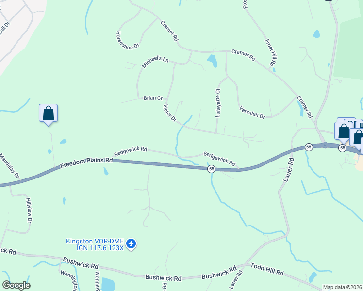 map of restaurants, bars, coffee shops, grocery stores, and more near 29 Victor Drive in Poughkeepsie