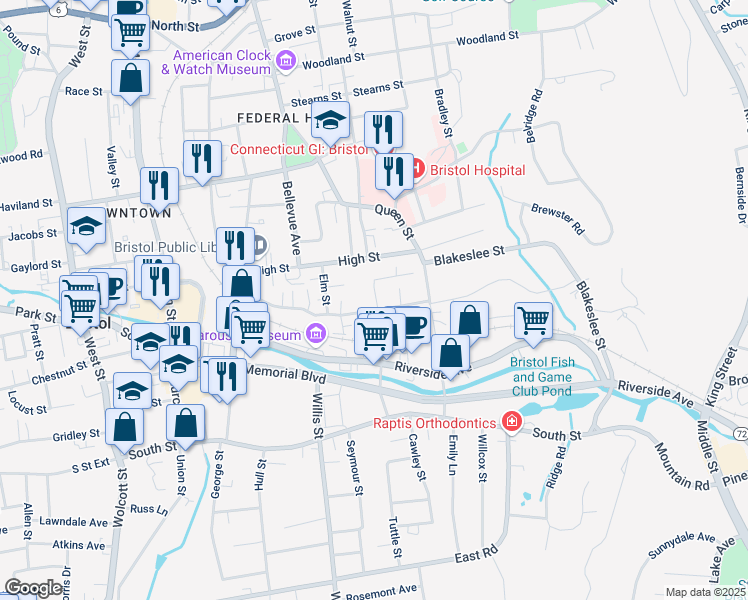 map of restaurants, bars, coffee shops, grocery stores, and more near 31 Munchausen Avenue in Bristol