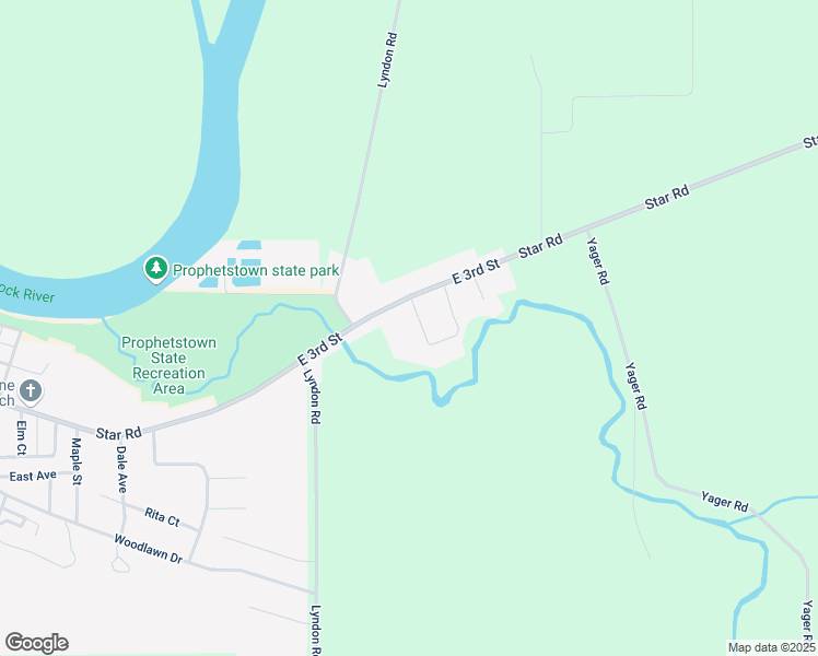 map of restaurants, bars, coffee shops, grocery stores, and more near 304 Tree Lane in Prophetstown