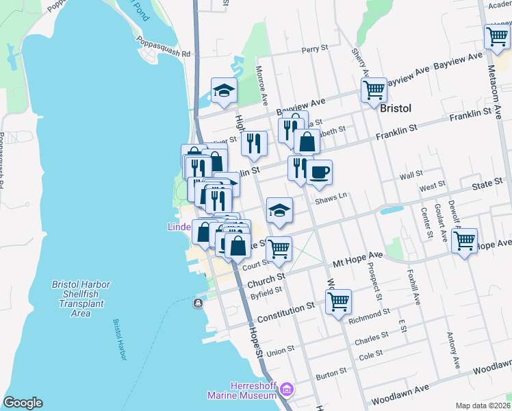 map of restaurants, bars, coffee shops, grocery stores, and more near 115 Bradford Street in Bristol