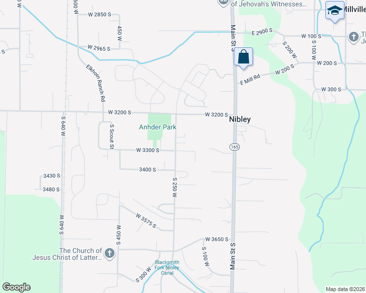 map of restaurants, bars, coffee shops, grocery stores, and more near 3290 South 250 West in Nibley