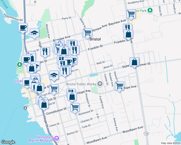 map of restaurants, bars, coffee shops, grocery stores, and more near 8 Magnolia Street in Bristol
