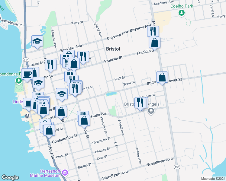 map of restaurants, bars, coffee shops, grocery stores, and more near 8 Magnolia Street in Bristol