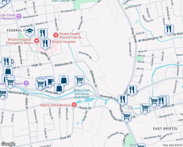 map of restaurants, bars, coffee shops, grocery stores, and more near 309 Queen Street in Bristol