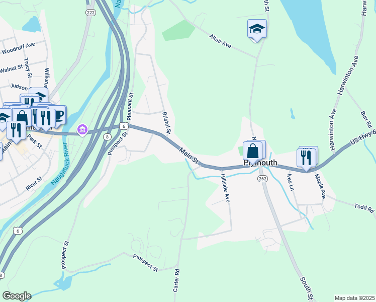 map of restaurants, bars, coffee shops, grocery stores, and more near 778 Main Street in Plymouth