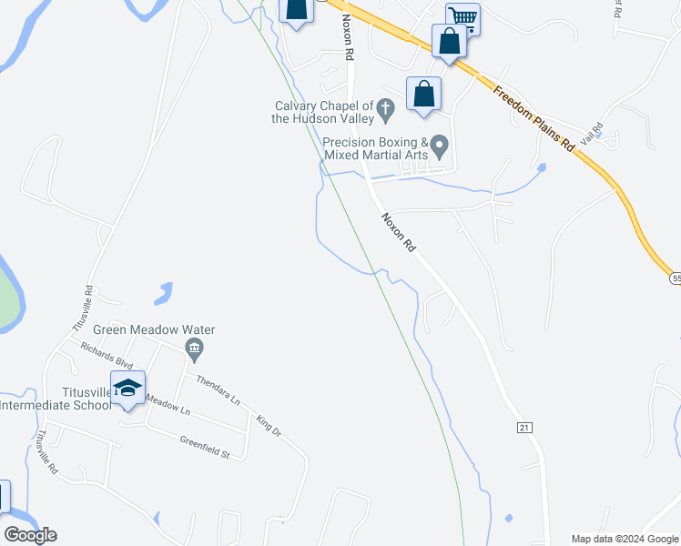 map of restaurants, bars, coffee shops, grocery stores, and more near Dutchess Rail Trail in Poughkeepsie