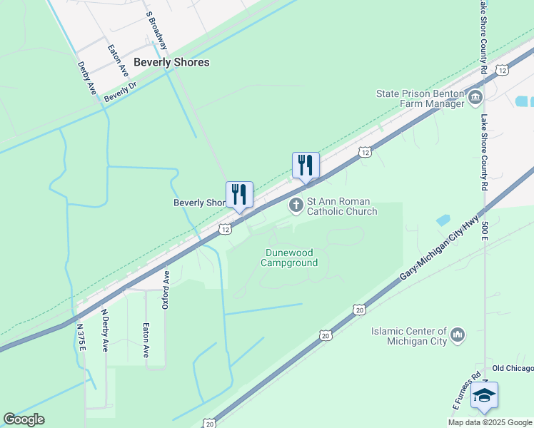 map of restaurants, bars, coffee shops, grocery stores, and more near 4904-4950 E U.S. 12 in Chesterton