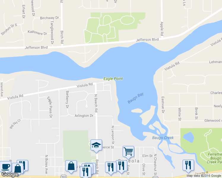 map of restaurants, bars, coffee shops, grocery stores, and more near 602 Garfield Street in Osceola