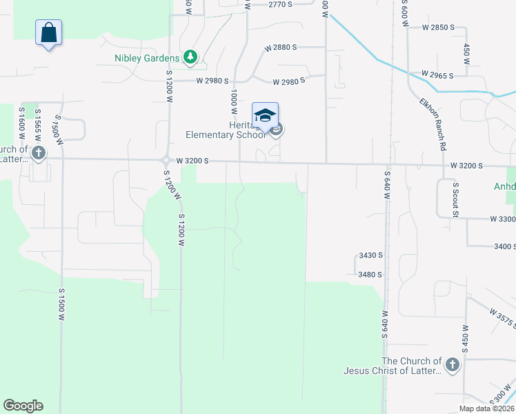 map of restaurants, bars, coffee shops, grocery stores, and more near 3350 South 960 West in Nibley