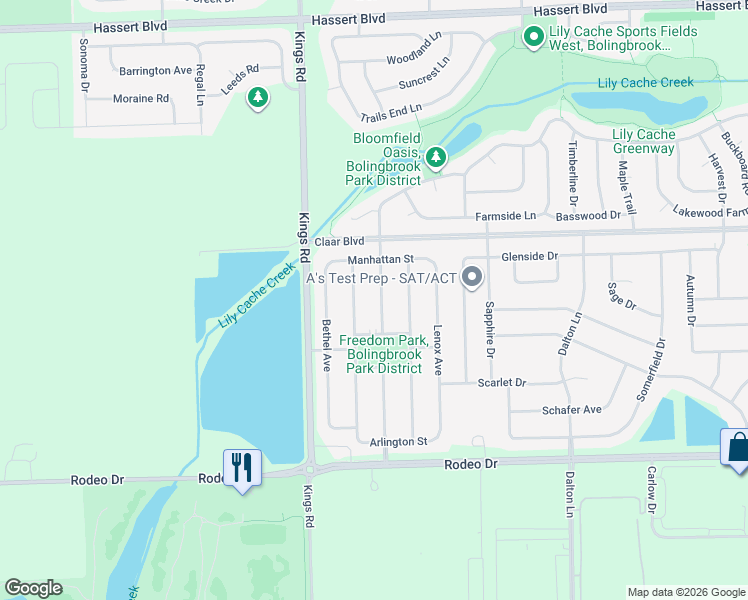 map of restaurants, bars, coffee shops, grocery stores, and more near 737 Belvedere Boulevard in Bolingbrook