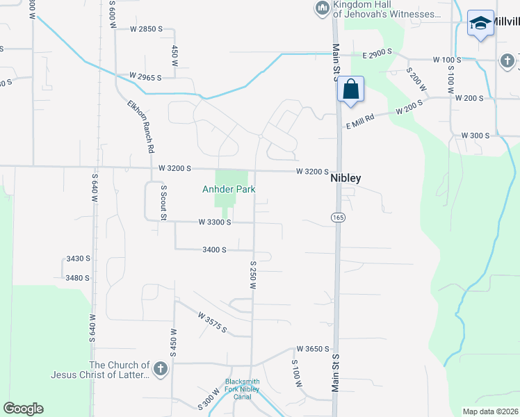 map of restaurants, bars, coffee shops, grocery stores, and more near 3290 South 250 West in Nibley