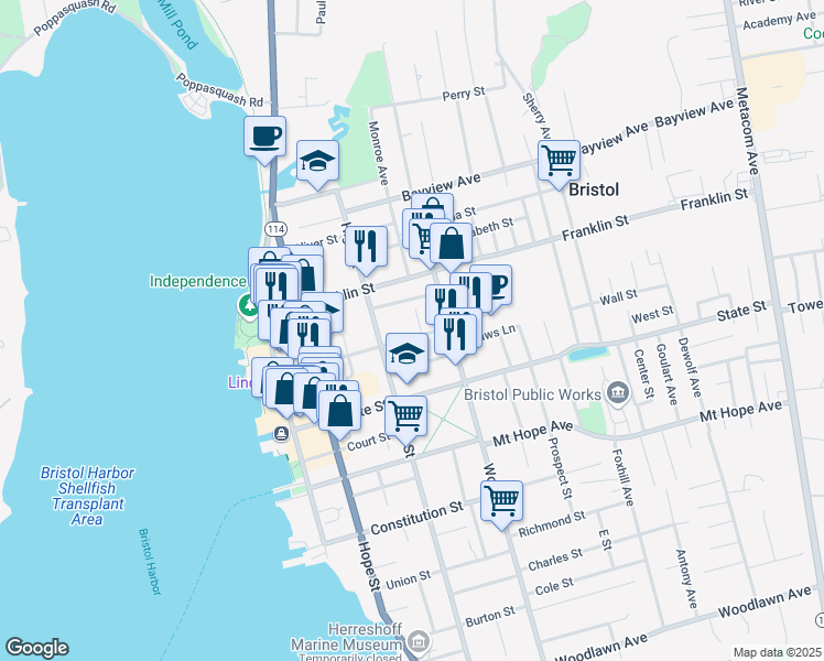 map of restaurants, bars, coffee shops, grocery stores, and more near 133 Bradford Street in Bristol