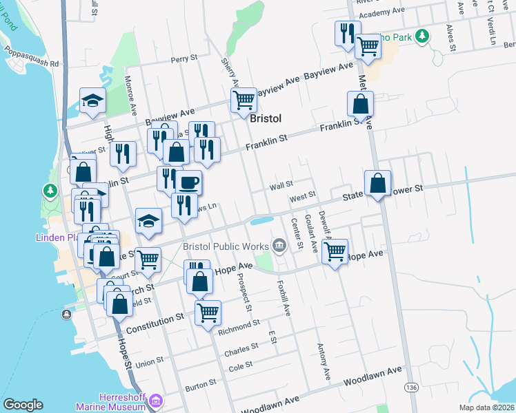 map of restaurants, bars, coffee shops, grocery stores, and more near 8 Magnolia Street in Bristol