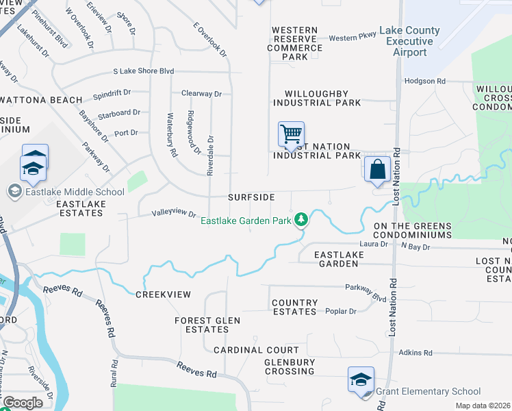map of restaurants, bars, coffee shops, grocery stores, and more near 536 Howell Court in Eastlake