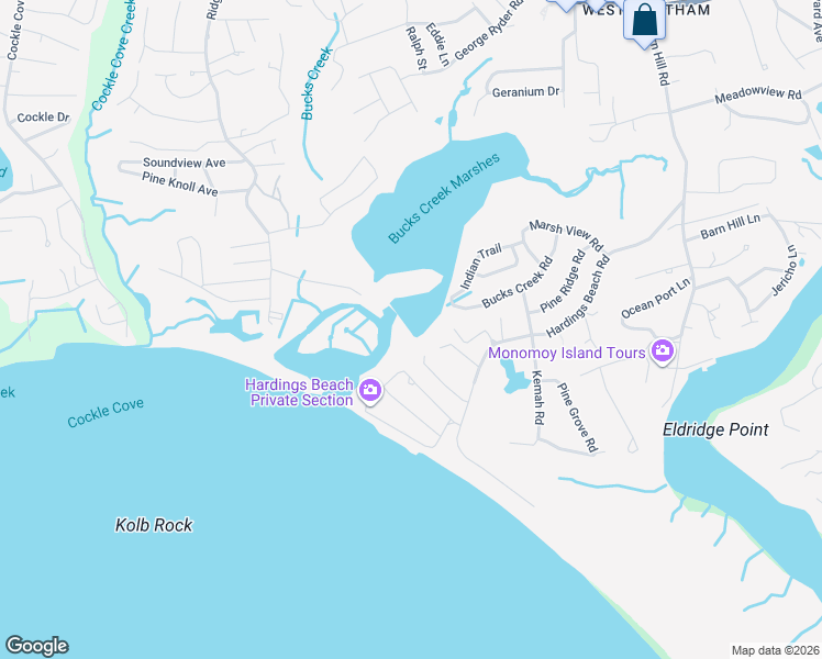 map of restaurants, bars, coffee shops, grocery stores, and more near 8 Bucks Creek Road in Chatham