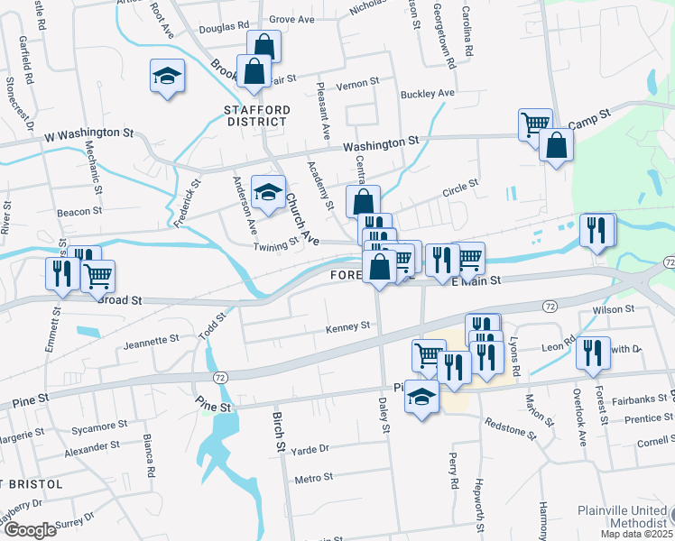 map of restaurants, bars, coffee shops, grocery stores, and more near 43 Broad Street in Bristol