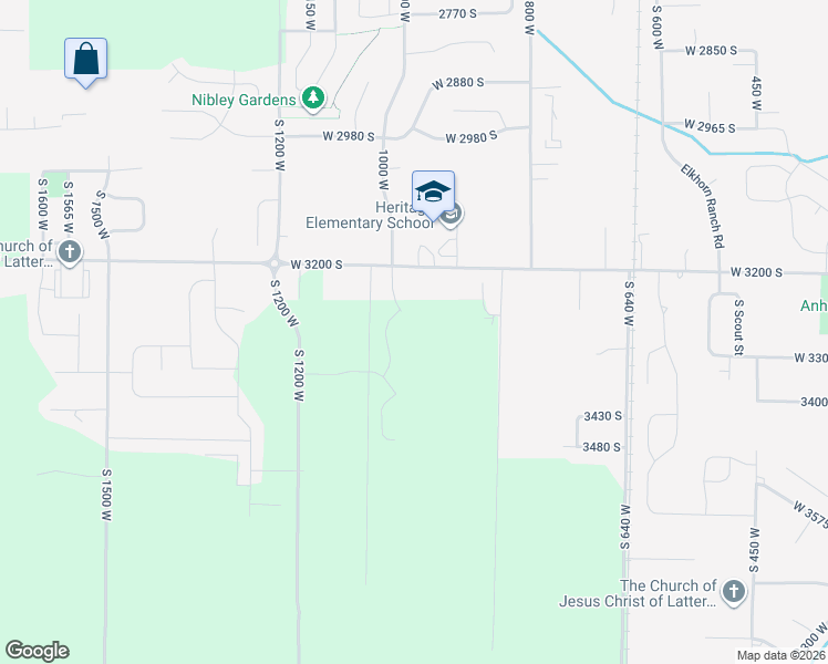 map of restaurants, bars, coffee shops, grocery stores, and more near 3345 South 960 West in Nibley