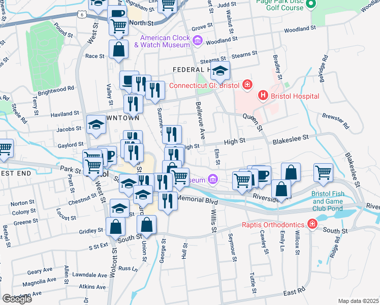 map of restaurants, bars, coffee shops, grocery stores, and more near in Bristol