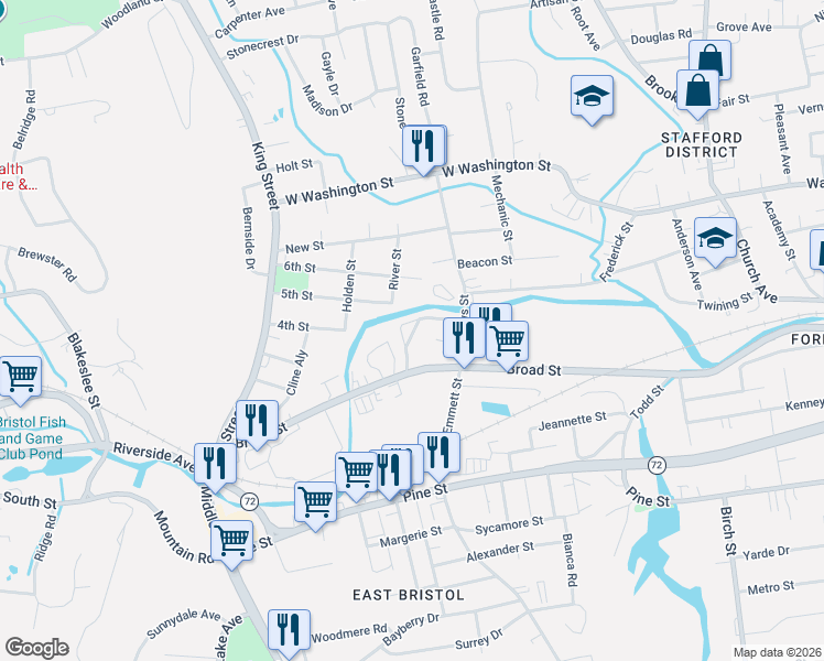 map of restaurants, bars, coffee shops, grocery stores, and more near 482 Broad Street in Bristol