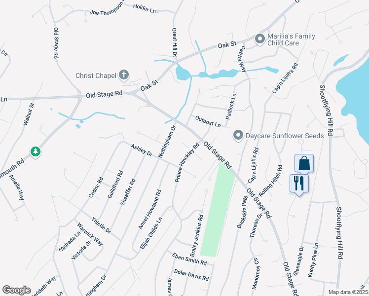 map of restaurants, bars, coffee shops, grocery stores, and more near 15 Washington Bursley Way in Barnstable