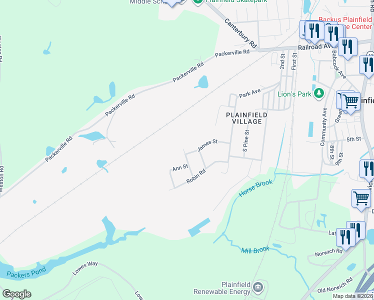 map of restaurants, bars, coffee shops, grocery stores, and more near 7 Linda Lane in Plainfield