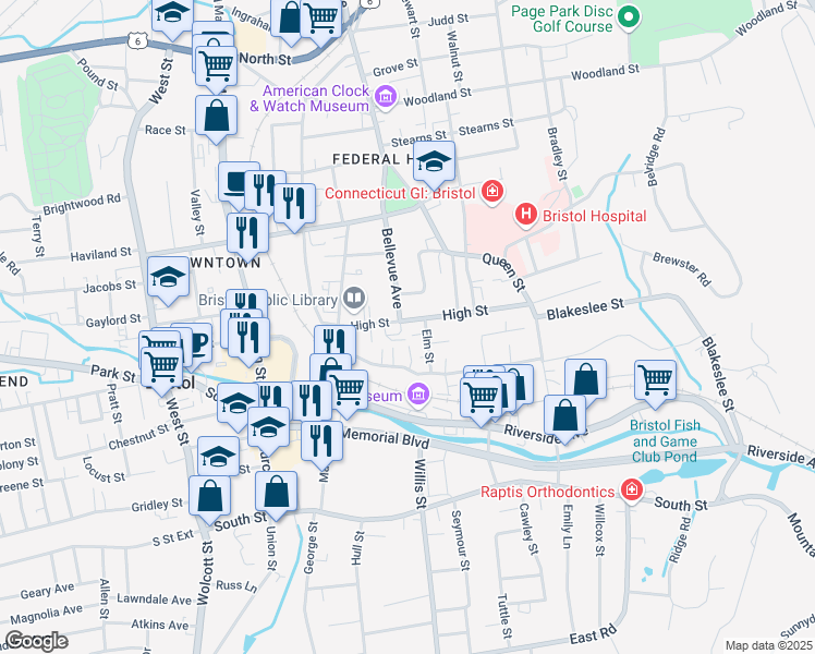 map of restaurants, bars, coffee shops, grocery stores, and more near 60 High Street in Bristol