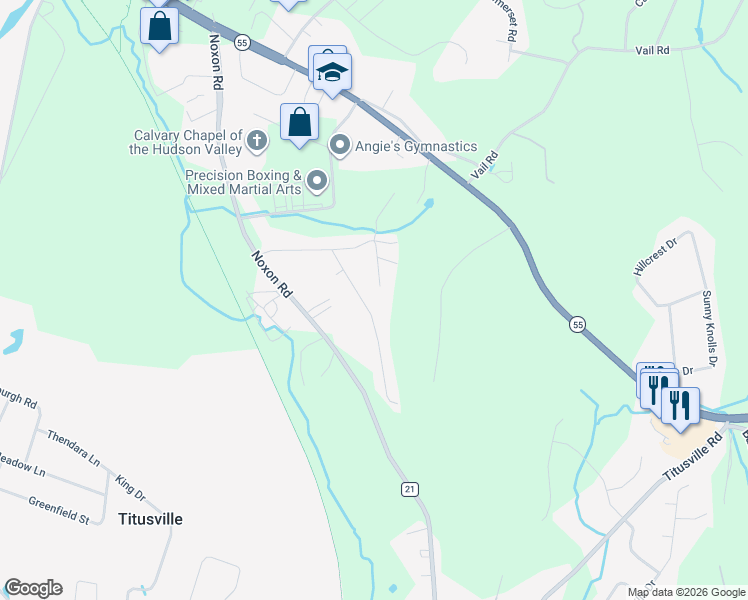 map of restaurants, bars, coffee shops, grocery stores, and more near 15 Robert Road in Poughkeepsie