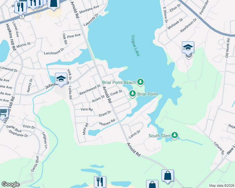 map of restaurants, bars, coffee shops, grocery stores, and more near 10 Briar Point Avenue in Coventry
