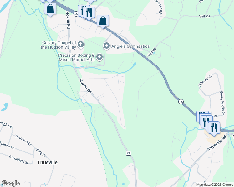 map of restaurants, bars, coffee shops, grocery stores, and more near 15 Robert Road in Poughkeepsie