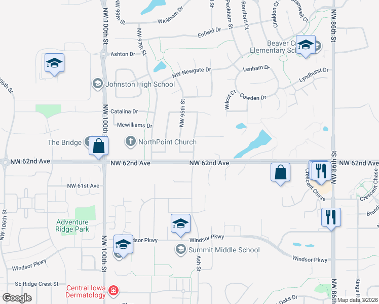 map of restaurants, bars, coffee shops, grocery stores, and more near 6455 Galleria Drive in Johnston