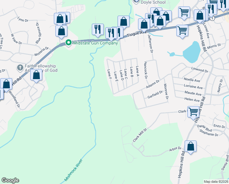 map of restaurants, bars, coffee shops, grocery stores, and more near 41F Lane F in Coventry