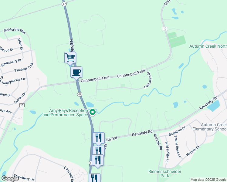 map of restaurants, bars, coffee shops, grocery stores, and more near 306 Swanson Lane in Yorkville