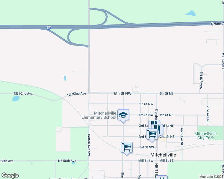 map of restaurants, bars, coffee shops, grocery stores, and more near 310 6th Street Northwest in Mitchellville