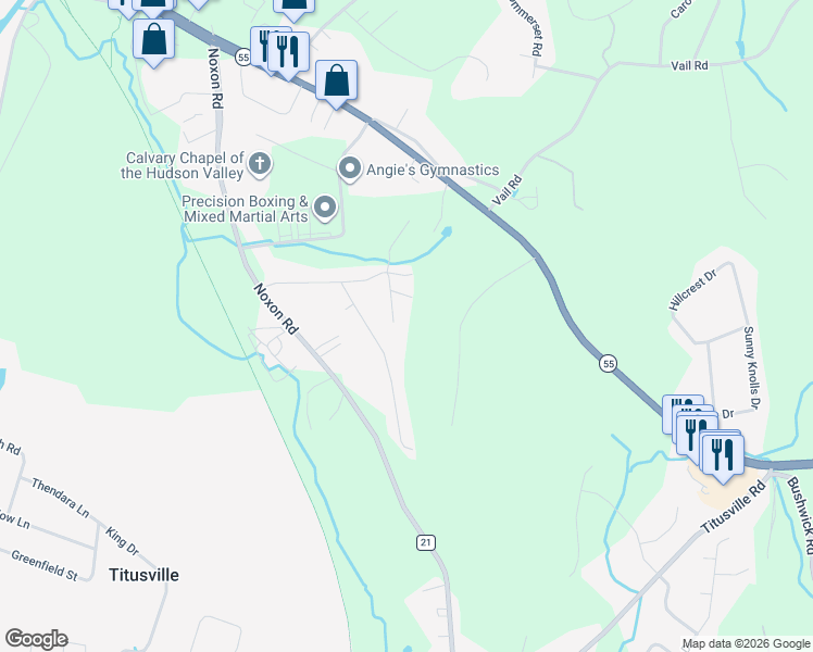 map of restaurants, bars, coffee shops, grocery stores, and more near 15 Robert Road in Poughkeepsie