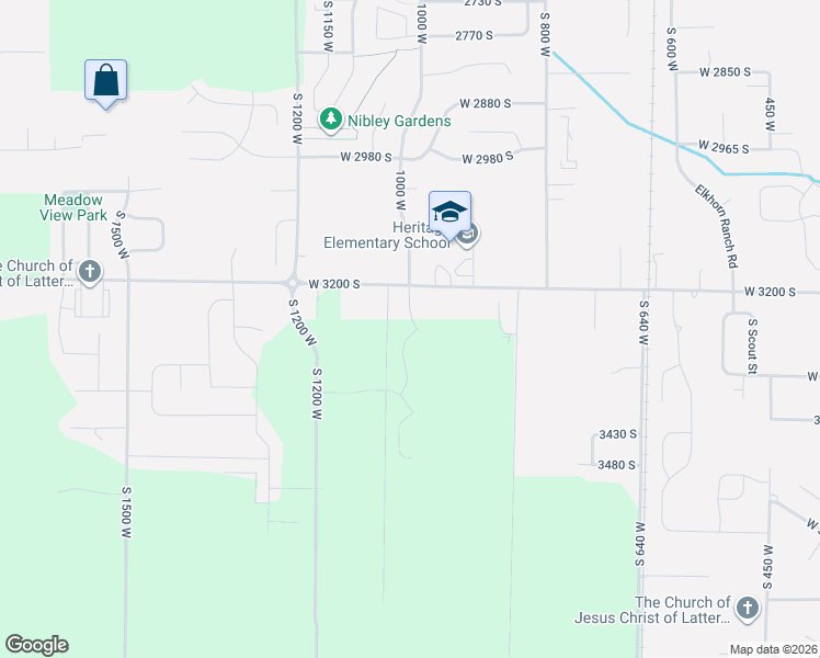 map of restaurants, bars, coffee shops, grocery stores, and more near South 1000 West in Nibley