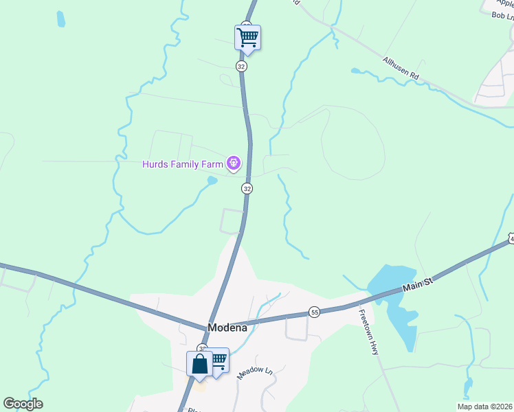 map of restaurants, bars, coffee shops, grocery stores, and more near 2172 New York 32 in Modena