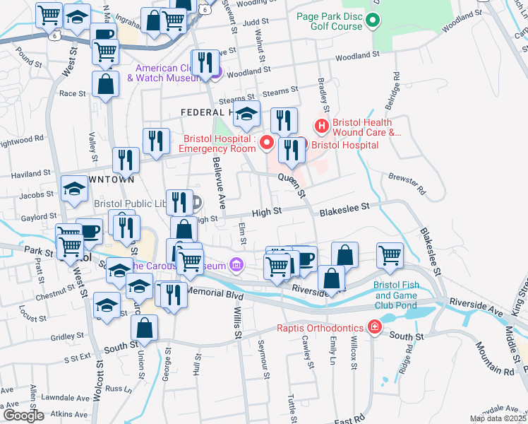 map of restaurants, bars, coffee shops, grocery stores, and more near 19 Goodwin Street in Bristol