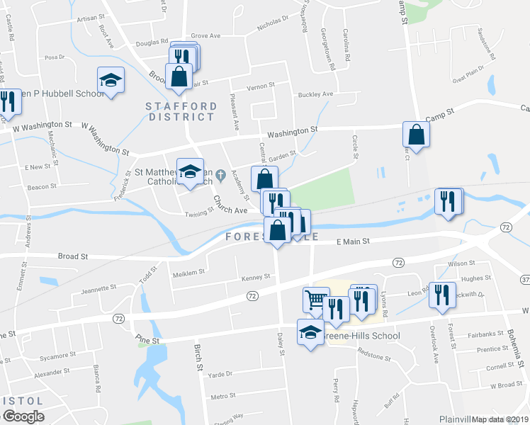map of restaurants, bars, coffee shops, grocery stores, and more near 2 Academy Street in Bristol