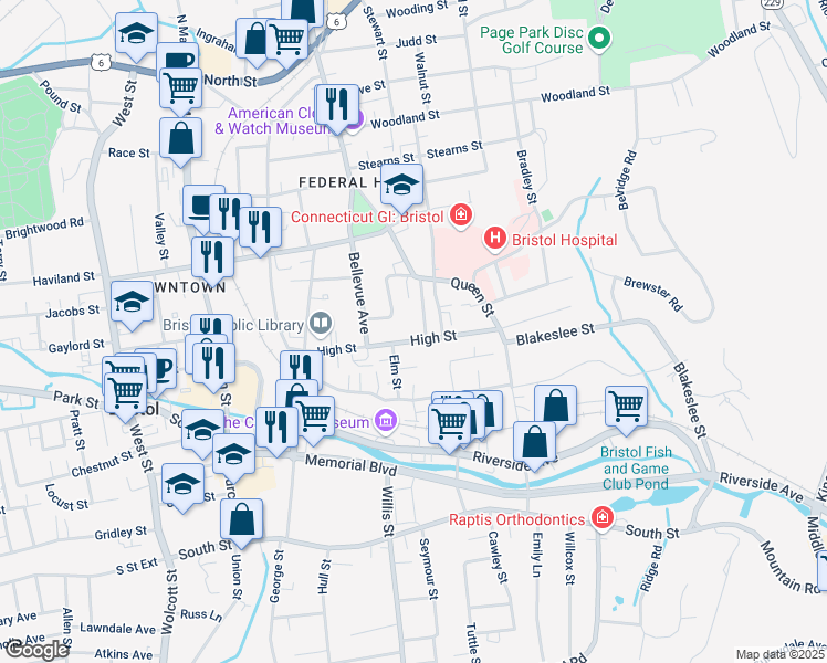 map of restaurants, bars, coffee shops, grocery stores, and more near 32 Beleden Gardens Drive in Bristol