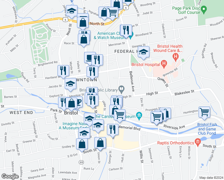 map of restaurants, bars, coffee shops, grocery stores, and more near 48 Summer Street in Bristol
