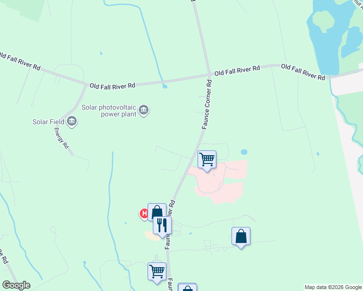 map of restaurants, bars, coffee shops, grocery stores, and more near 576 Faunce Corner Road in Dartmouth