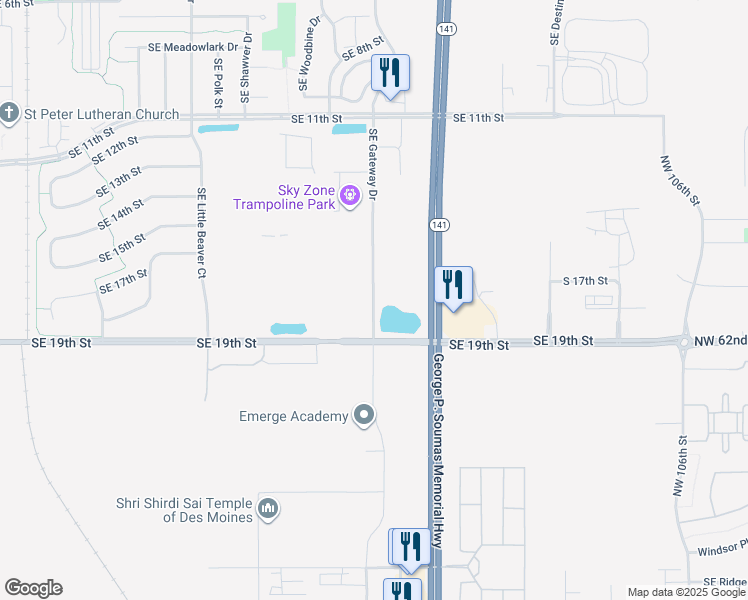 map of restaurants, bars, coffee shops, grocery stores, and more near 1601 Southeast Gateway Drive in Grimes